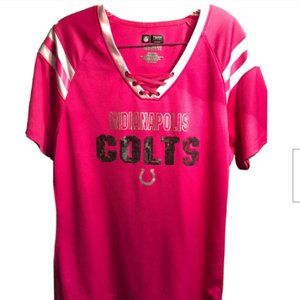 Indianapolis Colts NFL Pink and White Sequin Top - Womens XXL 2XL